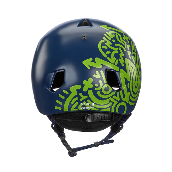 Bern Nino Satin Navy Blue Zig-Zag w/ Flip Visor